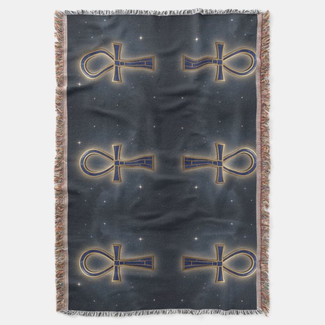 Ankh Symbol Meaning – Key of Life Throw Blanket (Front Vertical)