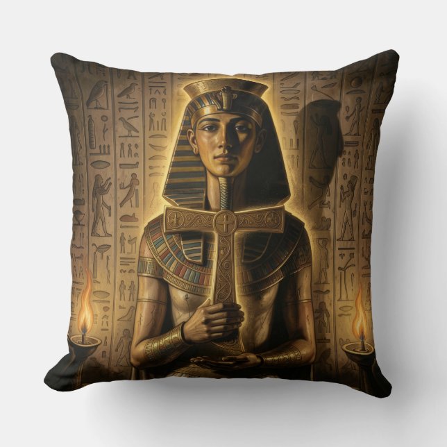 Ankh Symbol Meaning – Key of Life Throw Pillow (Front)