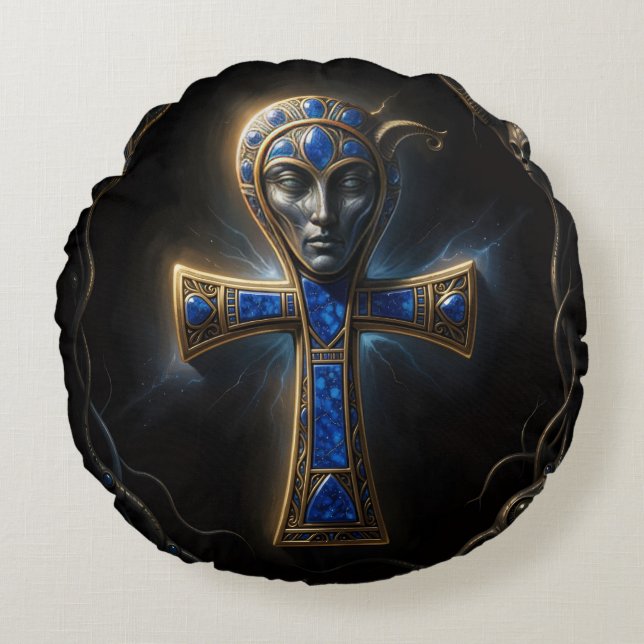Ankh Symbol Meaning - Key of Life's 3 Round Pillow (Front)