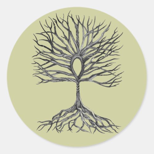 Ankh  Tree of LIfe Design Classic Round Sticker