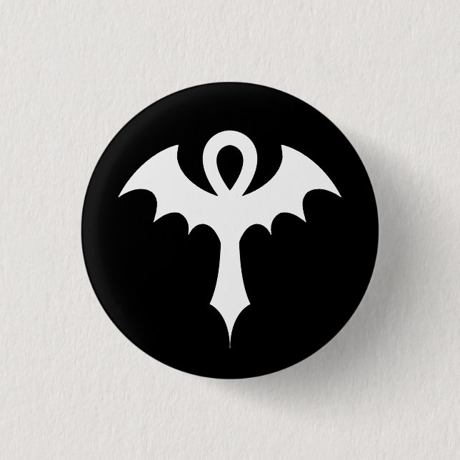 Ankh With Bat Wings Pinback Button (Front)