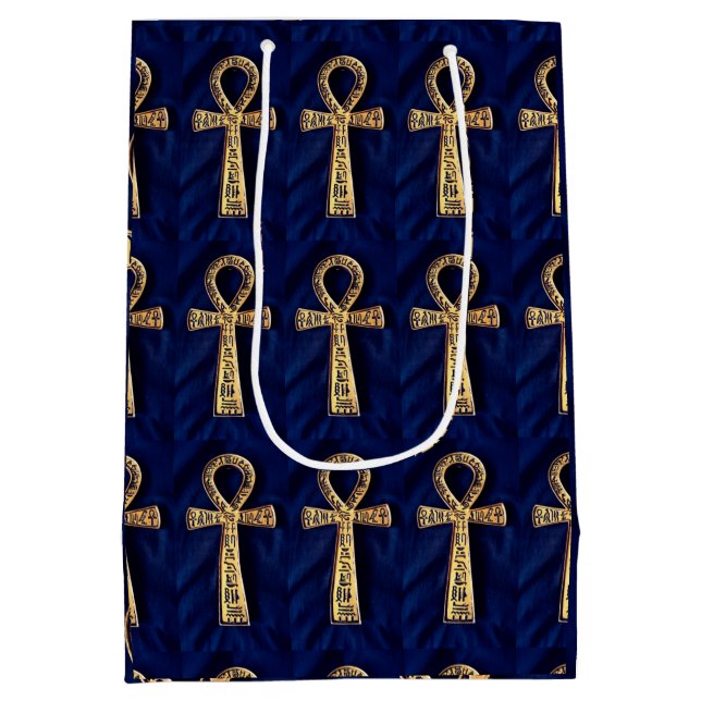 Ankh With Egyptian Hieroglyphs Medium Gift Bag (Back)