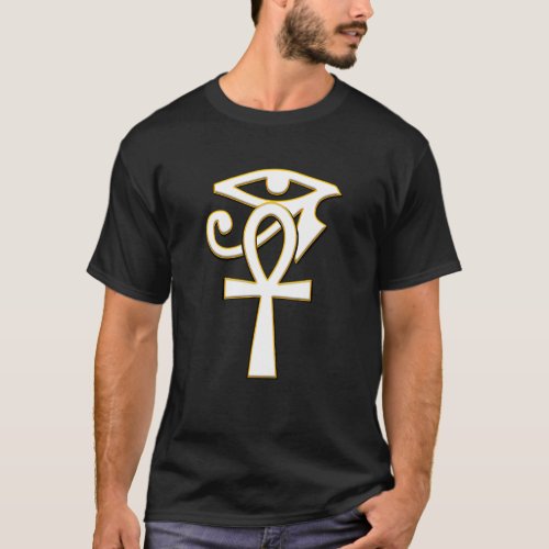 Ankh With Eye Of Ra Horus Hieroglyphs Egyptian Sym T_Shirt