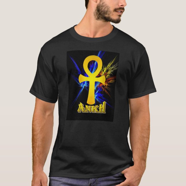 Ankh with Fractal Lightning T-Shirt (Front)