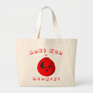 Anki Kun is hungry! Candy Apple Red English Large Tote Bag