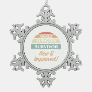 Ankle Surgery Survivor Humor Snowflake Pewter Christmas Ornament