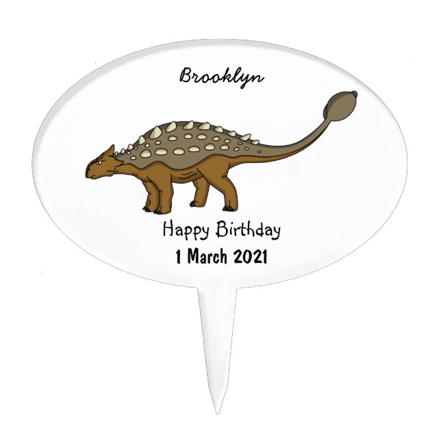 Ankylosaurus armoured dinosaur illustration  cake topper (Front)