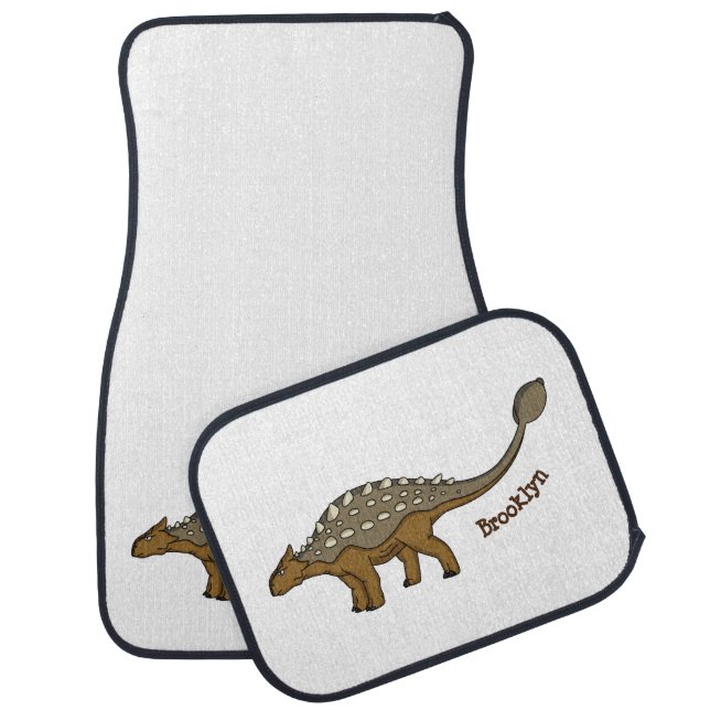 Ankylosaurus armoured dinosaur illustration car floor mat (Set)