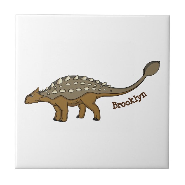 Ankylosaurus armoured dinosaur illustration ceramic tile (Front)