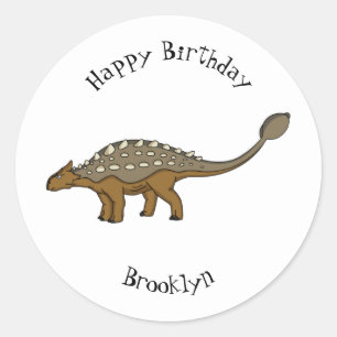 Ankylosaurus armoured dinosaur illustration  classic round sticker