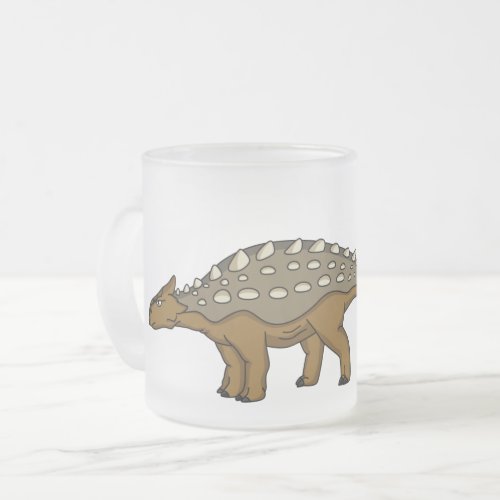 Ankylosaurus armoured dinosaur illustration frosted glass coffee mug