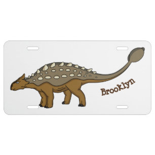 Ankylosaurus armoured dinosaur illustration license plate