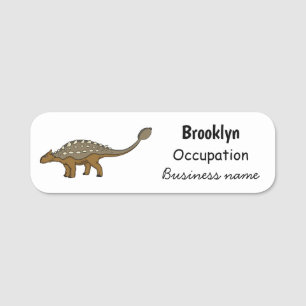 Ankylosaurus armoured dinosaur illustration name tag