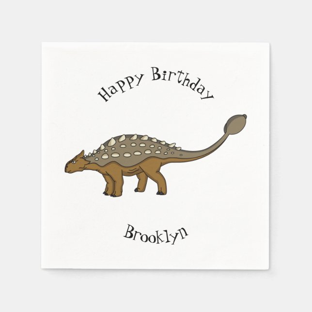 Ankylosaurus armoured dinosaur illustration  napkins (Front)