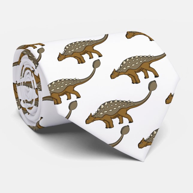 Ankylosaurus armoured dinosaur illustration neck tie (Rolled)