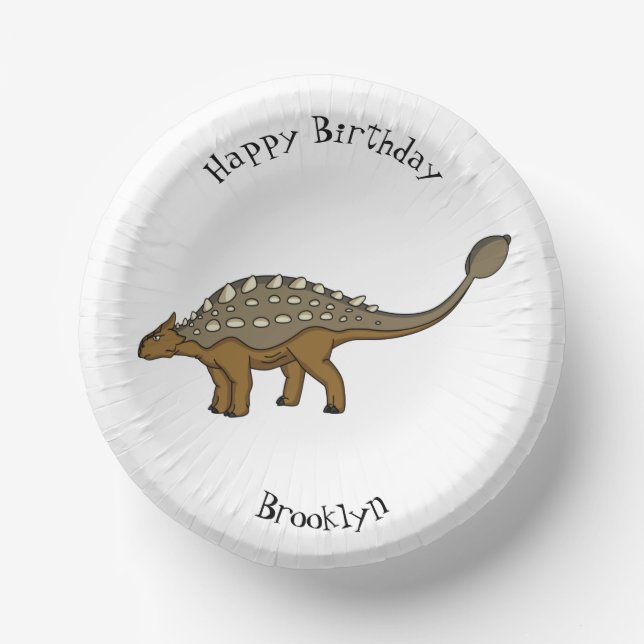 Ankylosaurus armoured dinosaur illustration  paper bowls (Front)