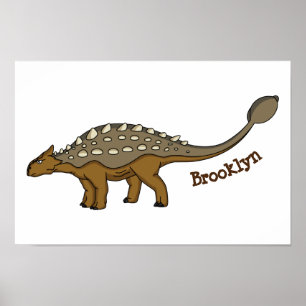 Ankylosaurus armoured dinosaur illustration poster