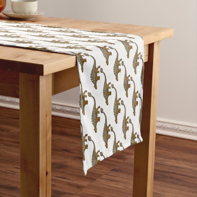 Ankylosaurus armoured dinosaur illustration short table runner (In Situ)