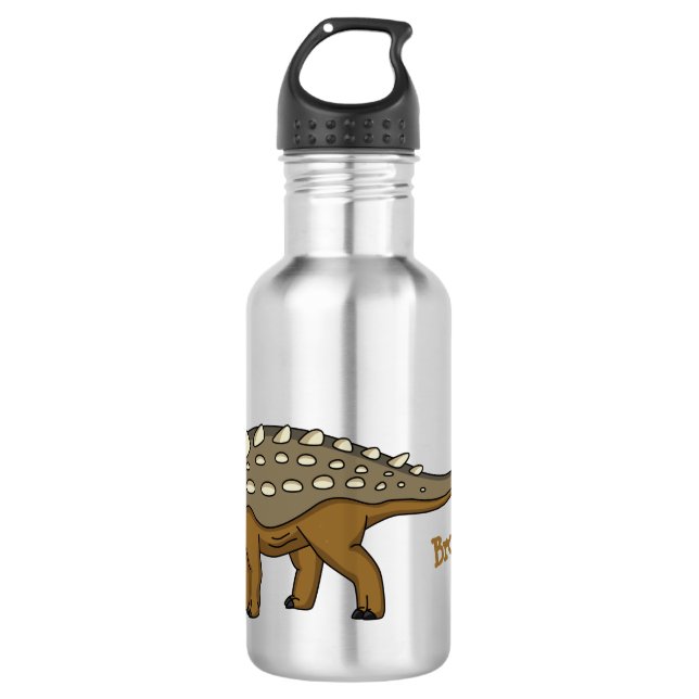 Ankylosaurus armoured dinosaur illustration stainless steel water bottle (Front)