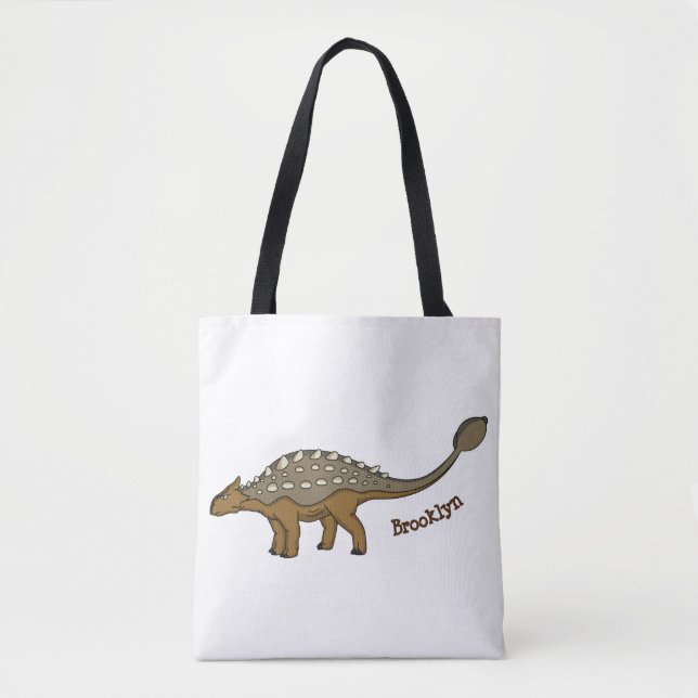 Ankylosaurus armoured dinosaur illustration tote bag (Front)