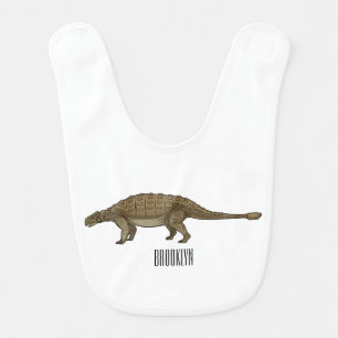Ankylosaurus cartoon illustration baby bib