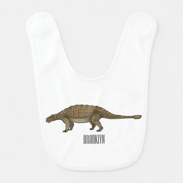 Ankylosaurus cartoon illustration  baby bib (Front)