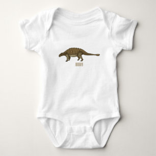 Ankylosaurus cartoon illustration baby bodysuit