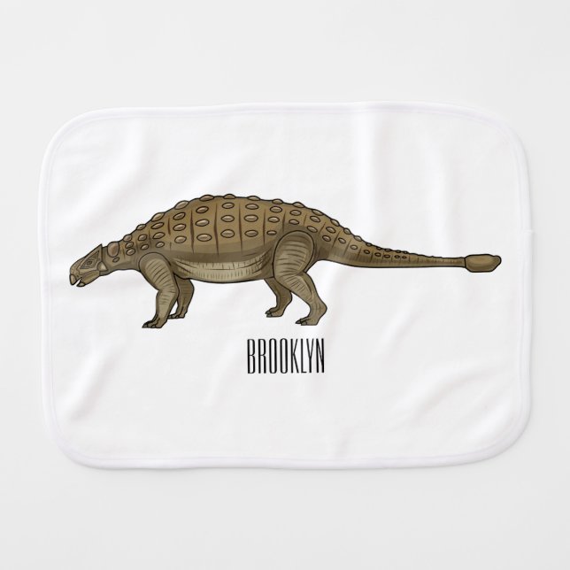 Ankylosaurus cartoon illustration  baby burp cloth (Front Horizontal)