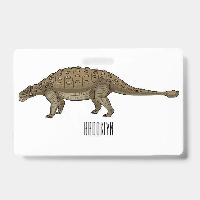 Ankylosaurus cartoon illustration  badge (Front)