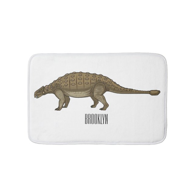 Ankylosaurus cartoon illustration  bath mat (Front)