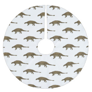 Ankylosaurus cartoon illustration brushed polyester tree skirt