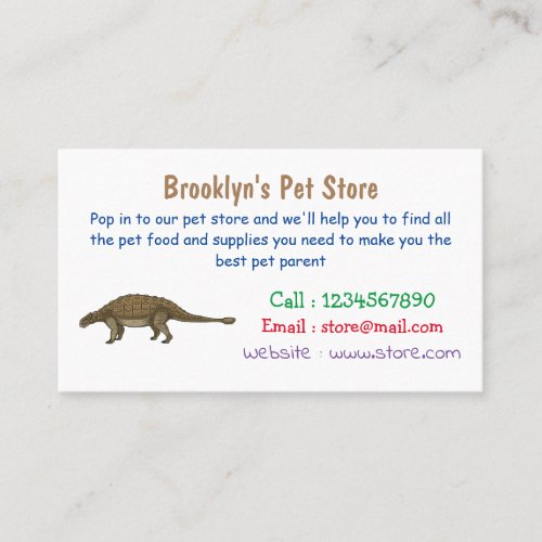 Ankylosaurus cartoon illustration business card