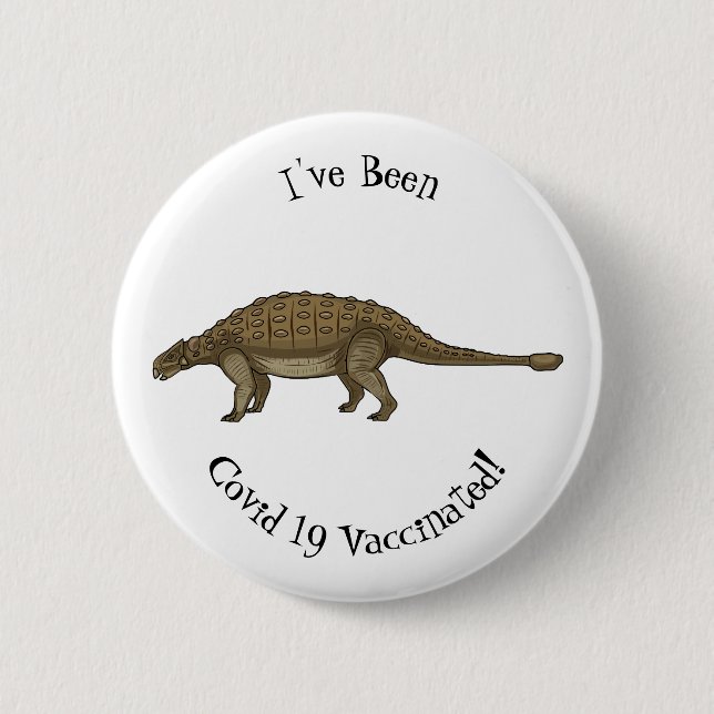 Ankylosaurus cartoon illustration button (Front)