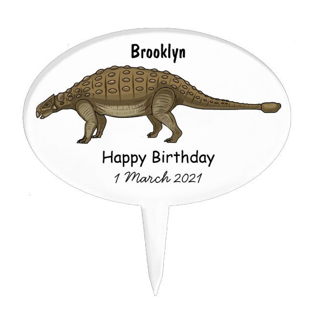 Ankylosaurus cartoon illustration cake topper (Front)