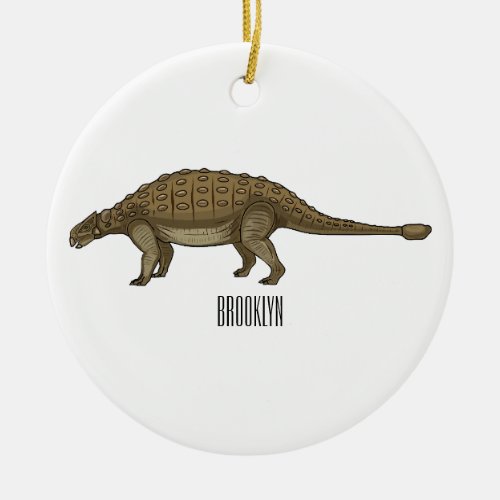 Ankylosaurus cartoon illustration  ceramic ornament