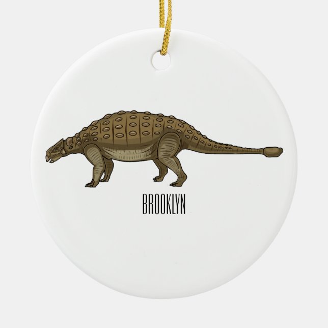 Ankylosaurus cartoon illustration  ceramic ornament (Front)