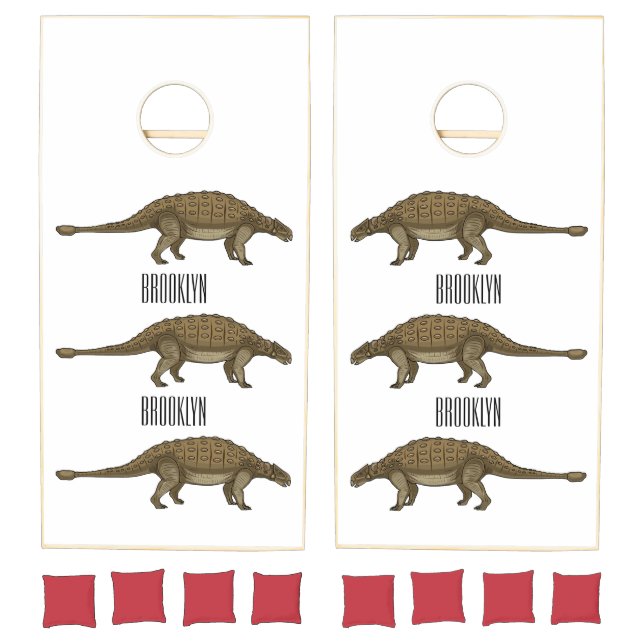 Ankylosaurus cartoon illustration  cornhole set (Set)