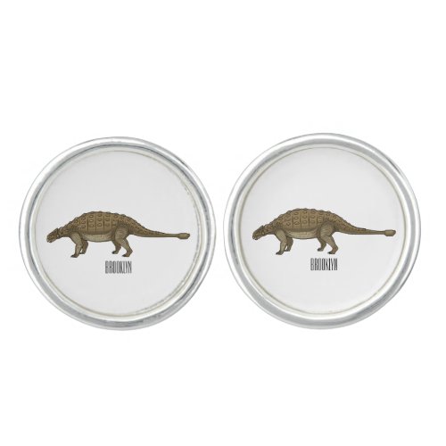 Ankylosaurus cartoon illustration  cufflinks