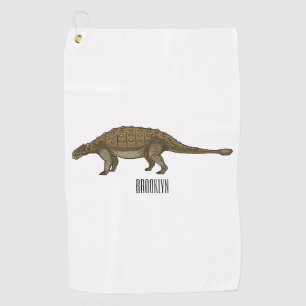 Ankylosaurus cartoon illustration golf towel
