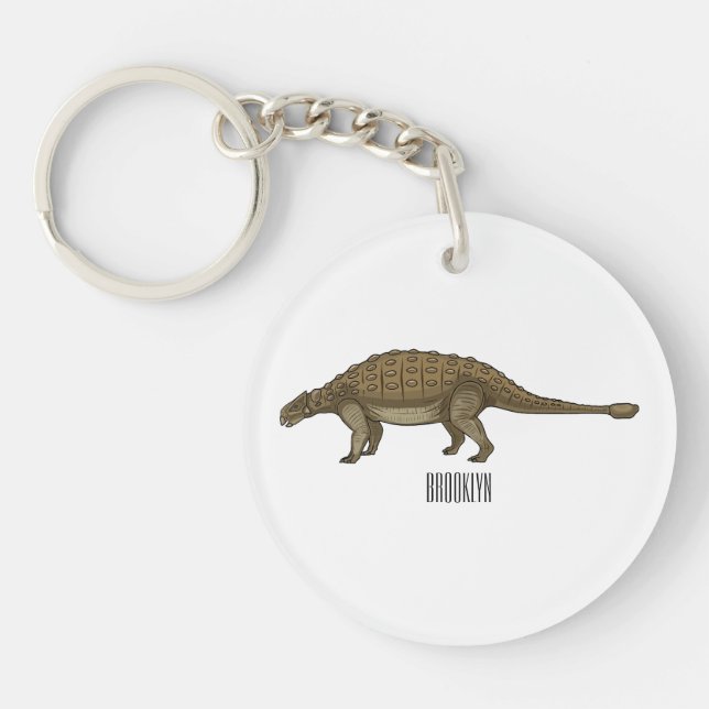 Ankylosaurus cartoon illustration  keychain (Front)