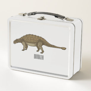 Ankylosaurus cartoon illustration metal lunch box