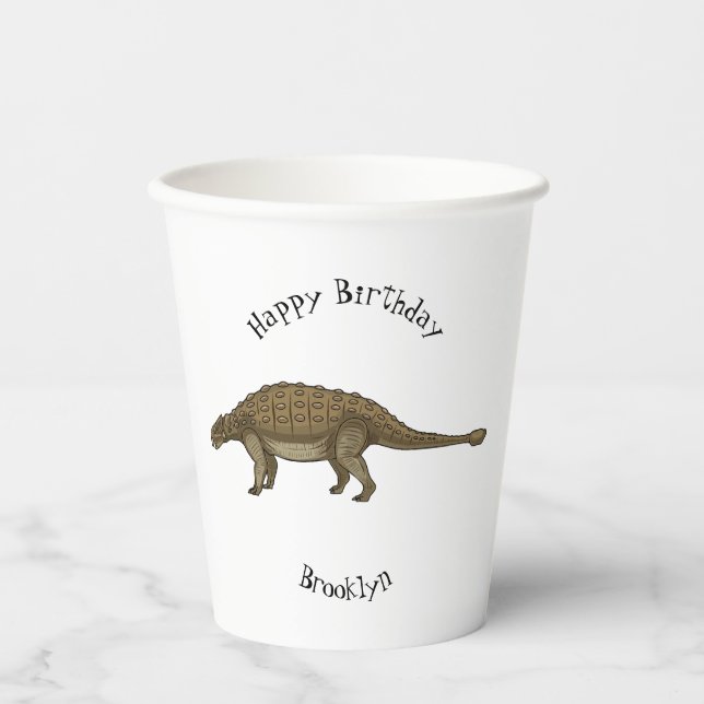 Ankylosaurus cartoon illustration paper cups (Front)