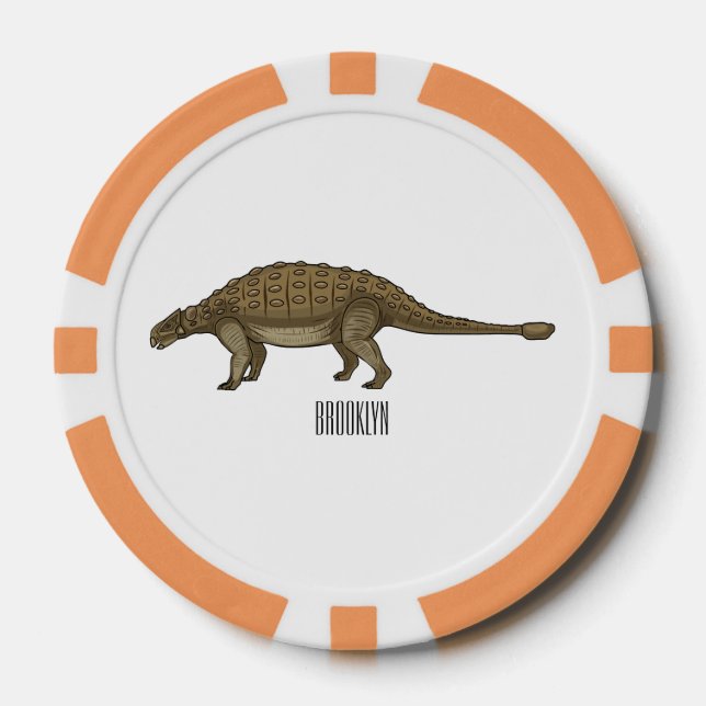 Ankylosaurus cartoon illustration  poker chips (Front)