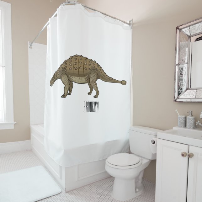Ankylosaurus cartoon illustration  shower curtain (In Situ)