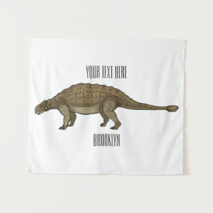 Ankylosaurus cartoon illustration tapestry