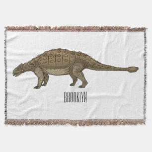 Ankylosaurus cartoon illustration  throw blanket