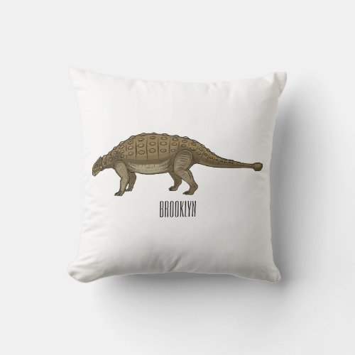 Ankylosaurus cartoon illustration  throw pillow