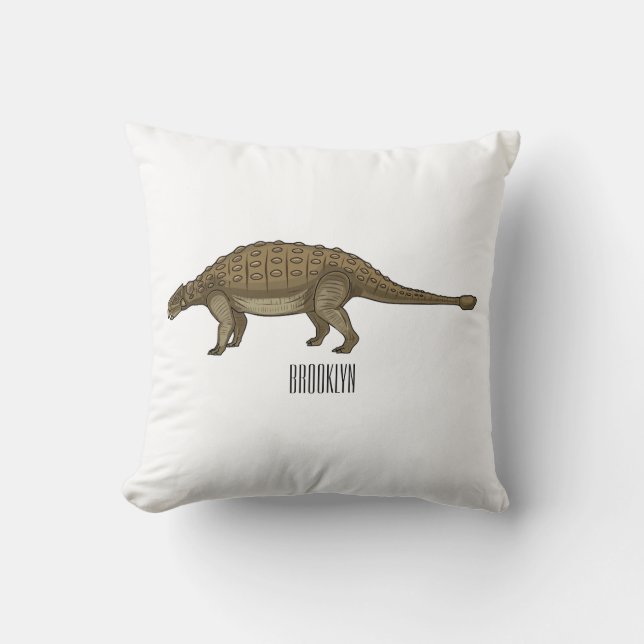 Ankylosaurus cartoon illustration  throw pillow (Front)