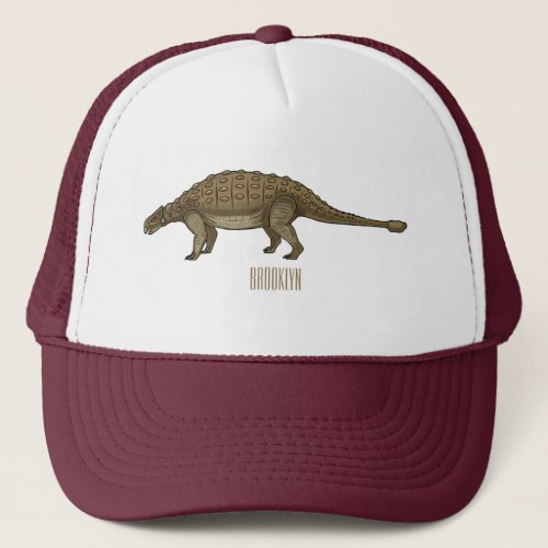 Ankylosaurus cartoon illustration  trucker hat
