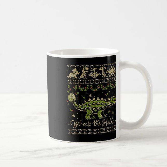 Ankylosaurus Dinosaur Christmas Sweater  Coffee Mug (Right)